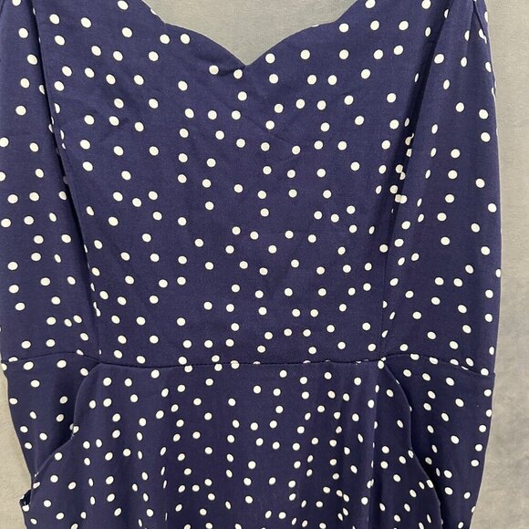41 Hawthorn Beatriz Scallop Detail Dress Navy Polka Dot L NWT - Picture 5 of 16